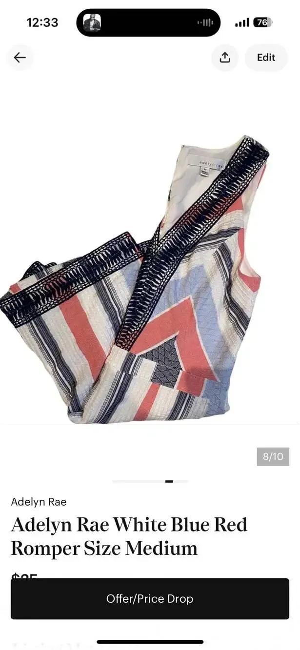 Adelyn Rae Striped Chevron Romper Size Medium - Picture 8 of 10